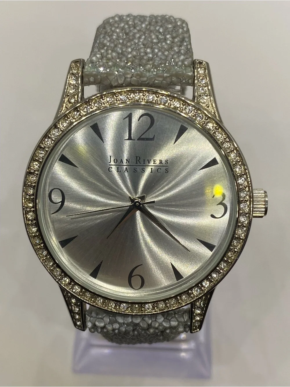 Men’s * Joan Rivers   *** Silver Tone Crystal Bezel ^^^ Iced *** Slate Grey ^^^